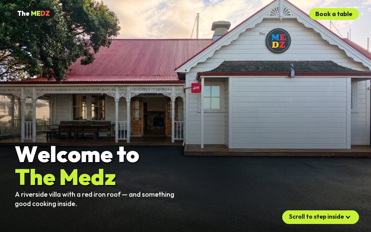 The Medz cafe demo — riverside villa exterior